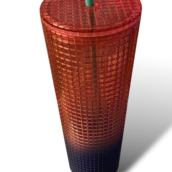 2022 Starbucks Summer Tumbler Watermelon Red Blue Grid (Cold Cup) Venti 24 oz - Picture 5 of 6